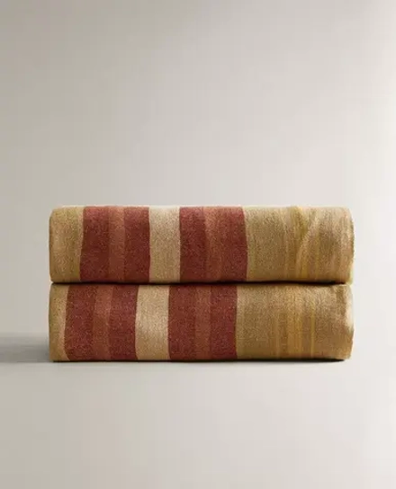 ZARA HOME ПЛЕД ИЗО ЛЬНА С ПОЛОСКАМИ, РАЗНОЦВЕТНЫЙ