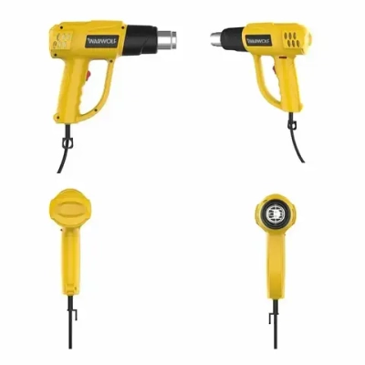 Строительный фен / Промышленный фен Warwolf / Бесступенчатый термостат /2000 Вт/Ручная регулировка, 4 насадки (2 кВт, 300-500 л/мин, 60-600 градусов), профиссиональная серия