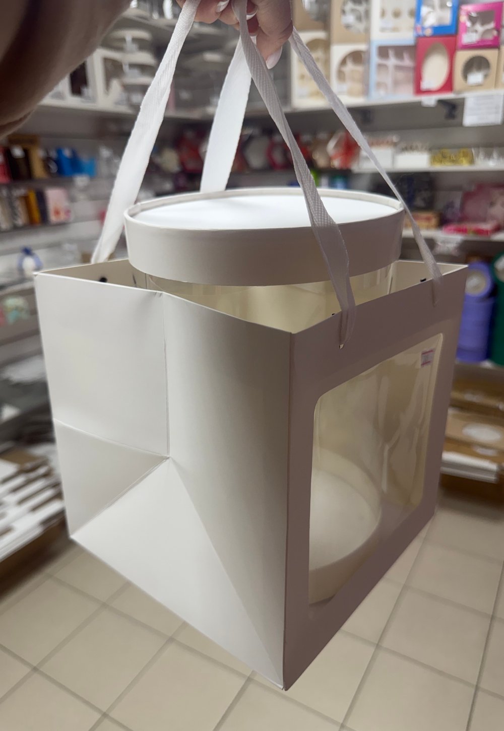 Пакет подарочный, крафт, с окном, «Белый», 20×20×20 см