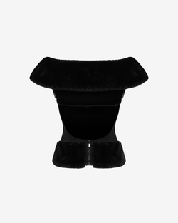 Топ из костюмной ткани с мехом