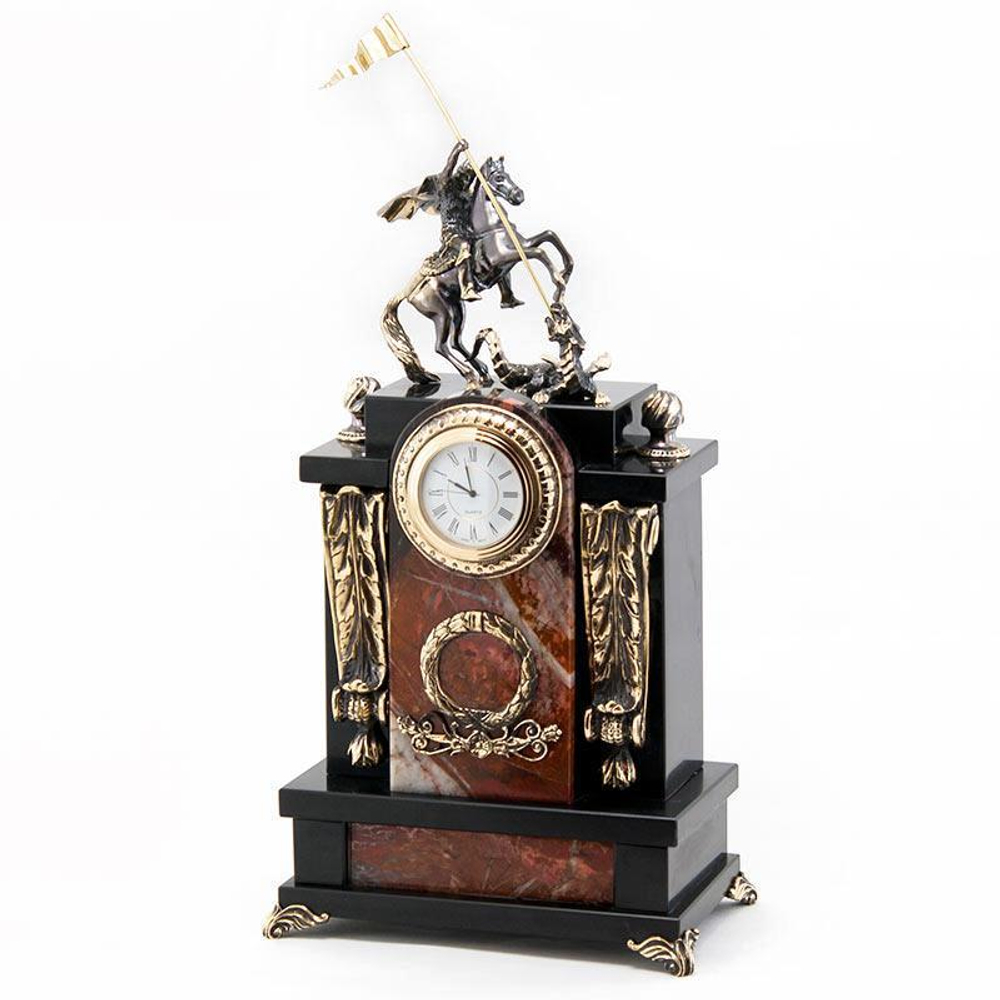 Часы "Георгий Победоносец" камень яшма 190х115х350 мм 6500 гр. R115001