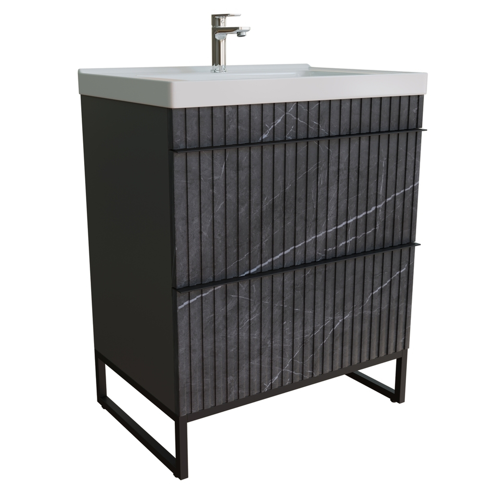 Тумба д/ванной "Окленд -70" Графит Мрамор под раковину Грэйс- 70 (DREJA) ЛОФТ (ПВХ)