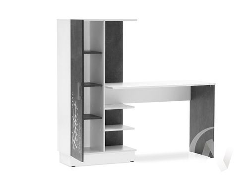 Стол компьютерный №1 с фотопечатью Детская Вега NEW Позитив (белый/бетон темный)