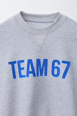 ZARA ТОЛСТОВКА С ПРИНТОМ «TEAM SIX SEVEN», СЕРЫЙ МЕЛАНЖ