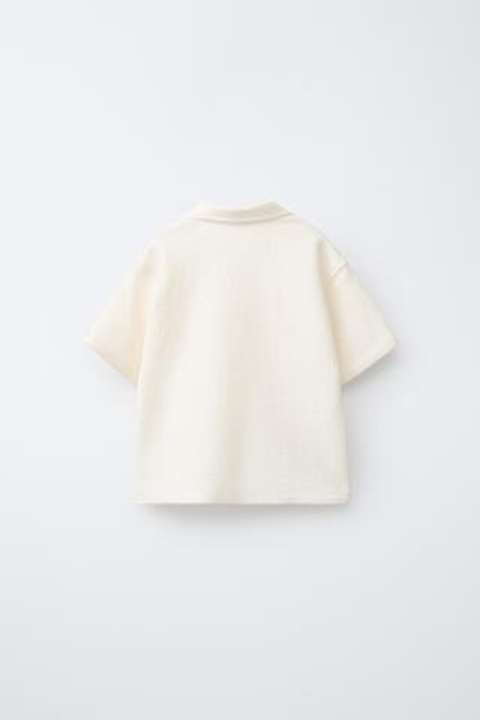 ZARA ОДНОТОННОЕ ТРИКОТАЖНОЕ ПОЛО, ЭКРЮ