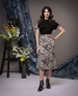 06-01-22 SS Футболка, чёрный, отделка бежевый с чёрным рисунком XL