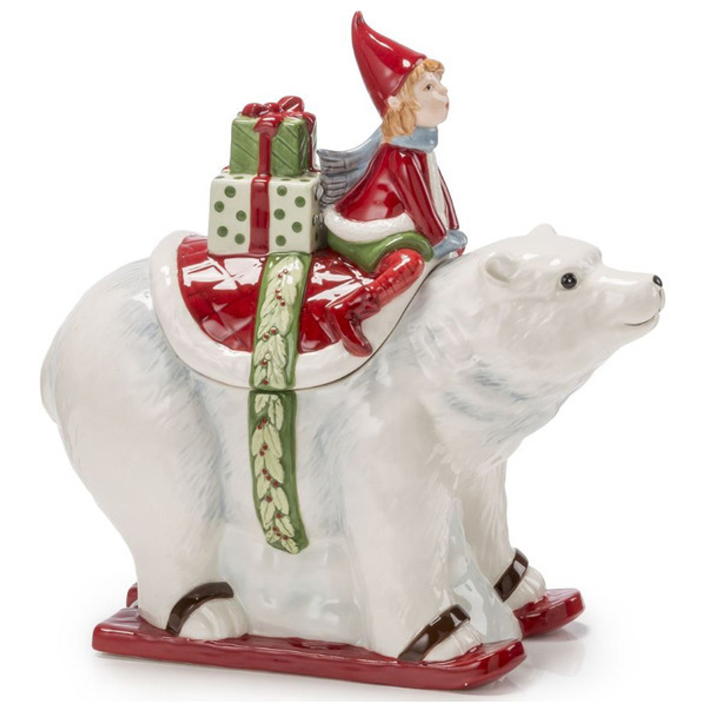 Шкатулка 23см Эльф на белом медведе Lamart
