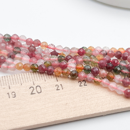 Турмалин граненый бусины, диаметр 3,3-3,5 мм, цена за отрезок 19 см (1/2 нити)