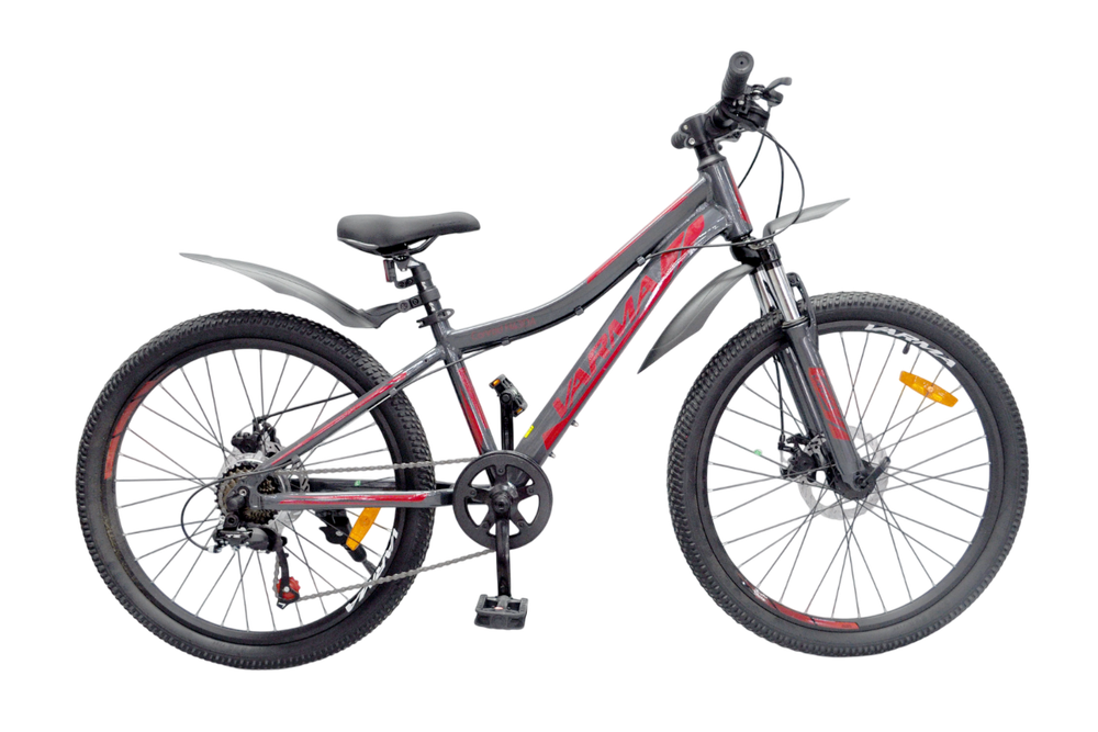 Велосипед 24" VARMA CONRAD H43DA  р.12,5"  7ск. серо-красный  ал 2024+