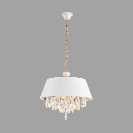 8374/3 CLASSI LN латунь/белый/прозрачный, металл/текстиль/хрусталь Люстра подвесная E27 3*60W 220V MITRIM