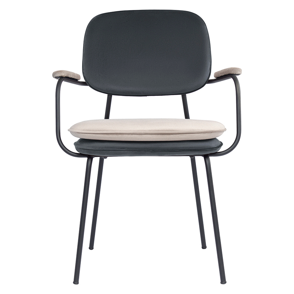 Стул с подлокотниками Pea, велюр, темно-серый/бежевый