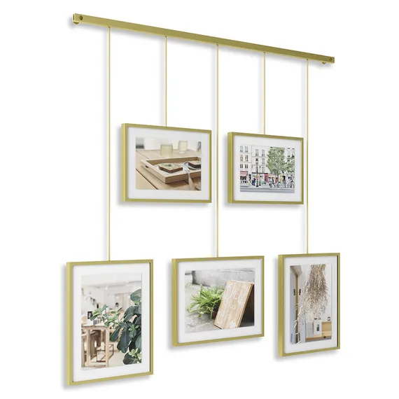 Панно для фотографий Exhibit 5 рамок латунь