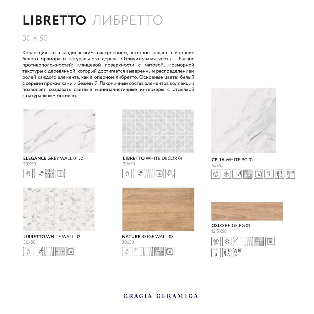 Libretto white wall 02 300х500 (1-й сорт)