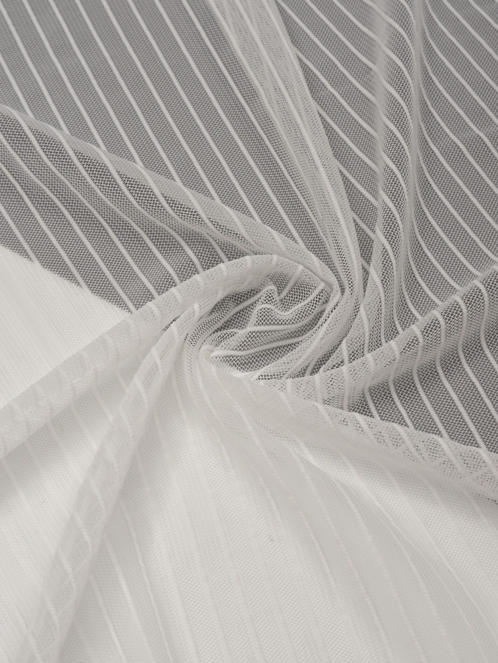 Сетка эластичная теплая белая в полоску метражом