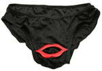 Женские трусики с изображением ротика (Размер: S-M-L) (Цвет: черный с красным)