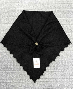 Оренбургский пуховый платок П3-100-07 черный