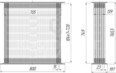 Сердцевина 250-1301020-4-04 (ан. 250у.13.020-4) радиатора 6-ти рядная ДОН-1500 Композит групп