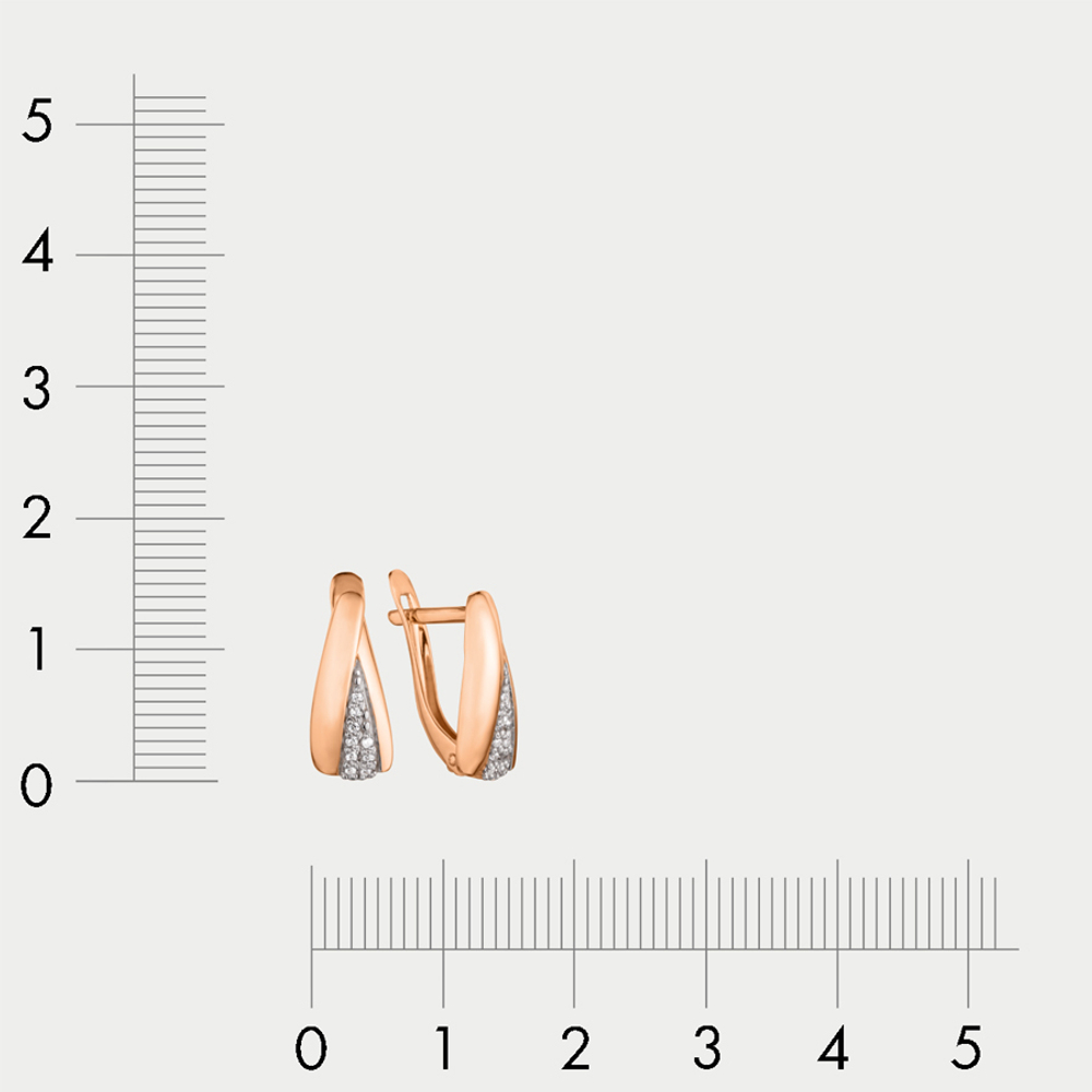Серьги женские с фианитами из красного золота 585 пробы (арт. С-7164л)