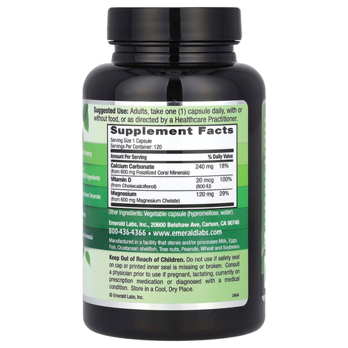 Emerald Laboratories, Coral Calcium +, 120 растительных капсул