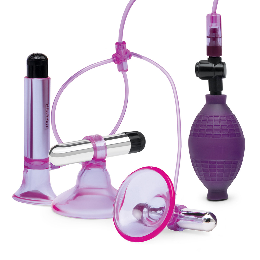 Вибропомпа для клитора и сосков Vibrating Nipple Suckers with Clitoral Pump and Quick Release
