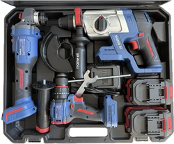 Набор аккумуляторного инструмента Nanwei в кейсе (3 в 1) УШМ NW-A8132 + Перфоратор NW-H8261 + Шуруповерт NW-D8213C + 2 АКБ по 6.0 Ah