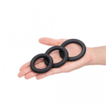 Набор из трех черных колец для усиления и поддержания эрекции (Цвет: черный)