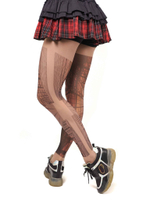 Колготки с принтом в виде небоскрёбов (Размер: S-M-L) (Цвет: бежевый)