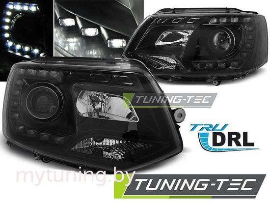 Передние фары BLACK TRU DRL для VW T5