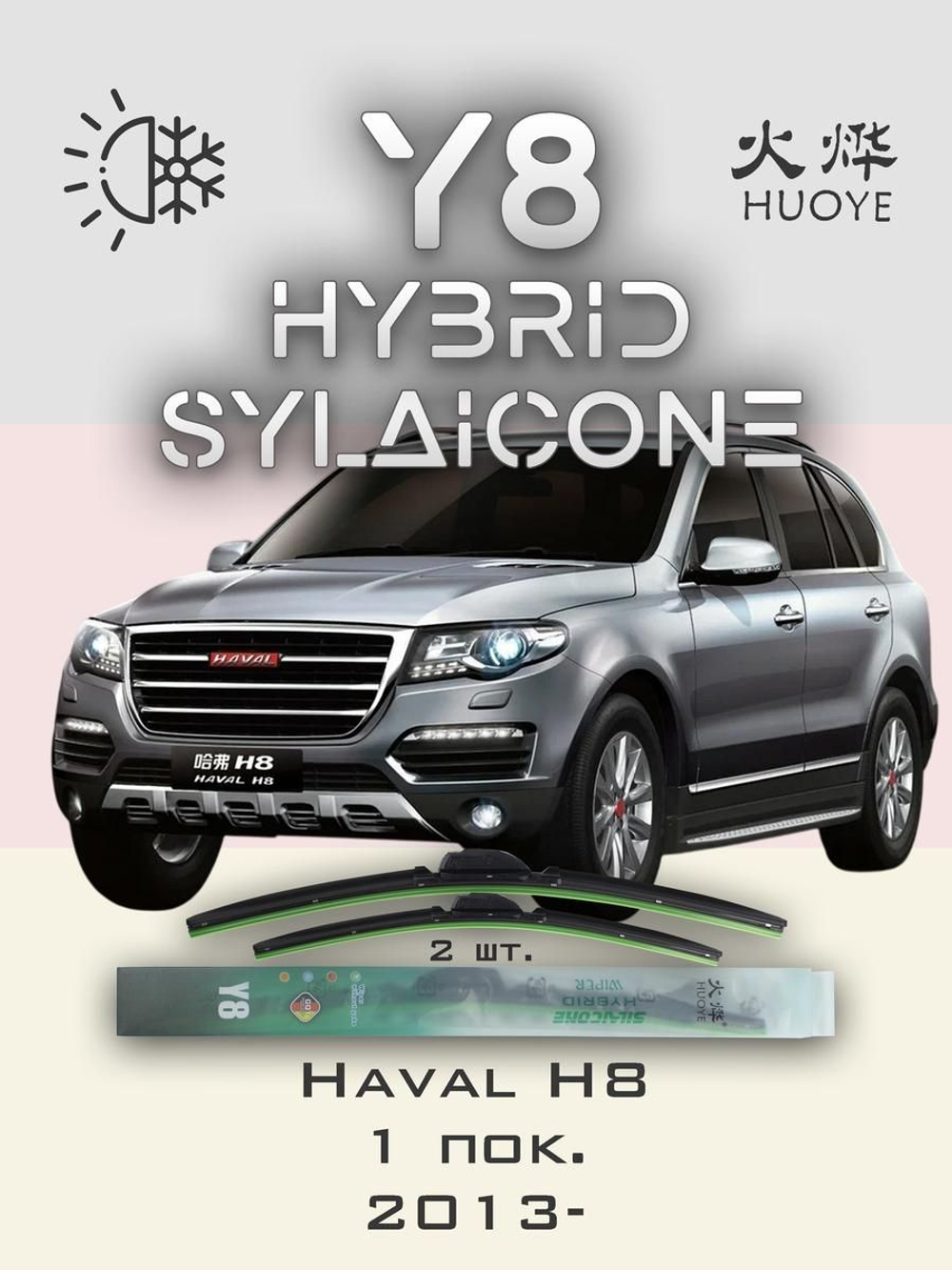 Щетки стеклоочистителя HUOYE Y8 600/450 мм на Haval H8 | Push button