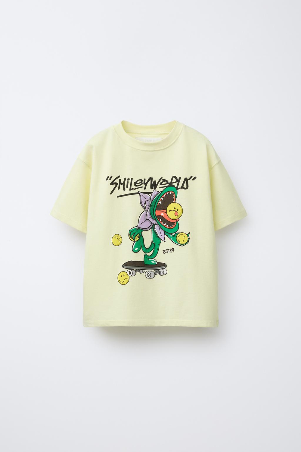 ZARA ФУТБОЛКА С ПРИНТОМ SMILEYWORLD ®, ЖЕЛТЫЙ
