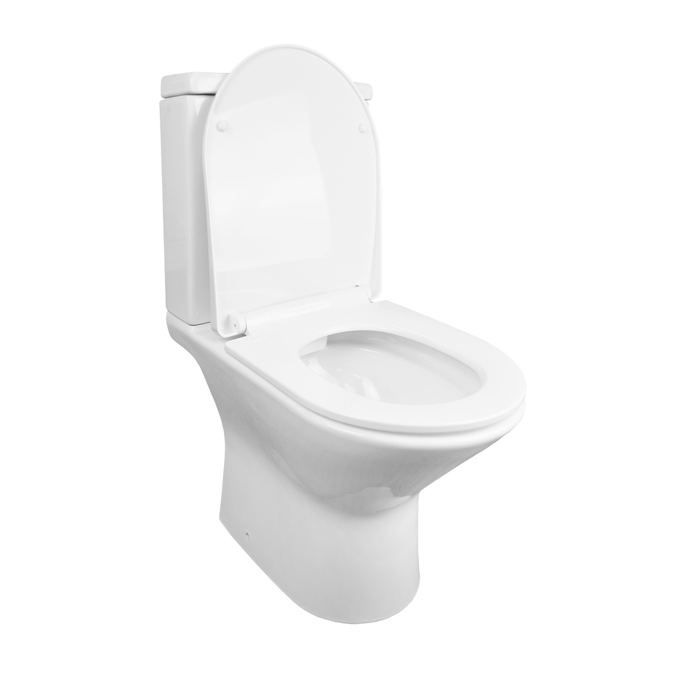 Fretta new PP Унитаз напольный безободковый в комплекте с бачком и сиденьем микролифт, полипропилен. Размер 615*370*790 мм