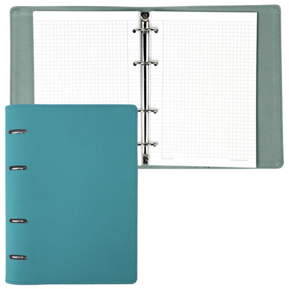 Тетрадь на кольцах А5 180х220мм, 120л, под кожу, BRAUBERG Joy, бирюзовый/серо-голубой, 129993