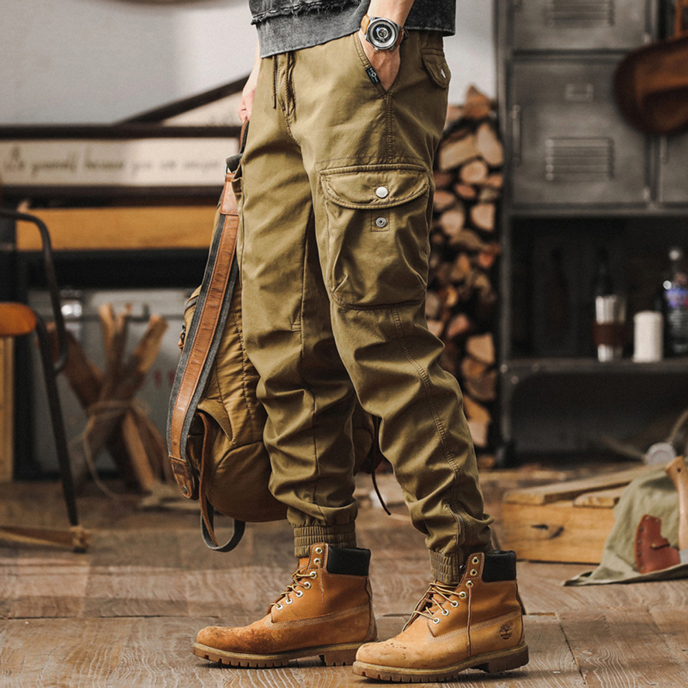 Мужские рабочие брюки в американском ретро-стиле, осенняя коллекция 2025 года, новые свободные повседневные брюки, функциональные тактические джоггеры для активного отдыха.