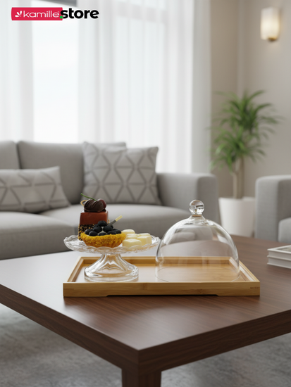 Поднос прямоугольный 33х22 см. бамбуковый с бортиком