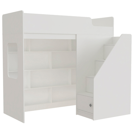 Кровать-чердак КарИВи Л-С603.3 75x175 Белое Дерево Белый