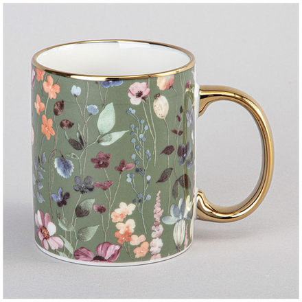 КРУЖКА LEFARD 340МЛ ХАККИ ЦВЕТЫ МАЛ УП=12ШТ