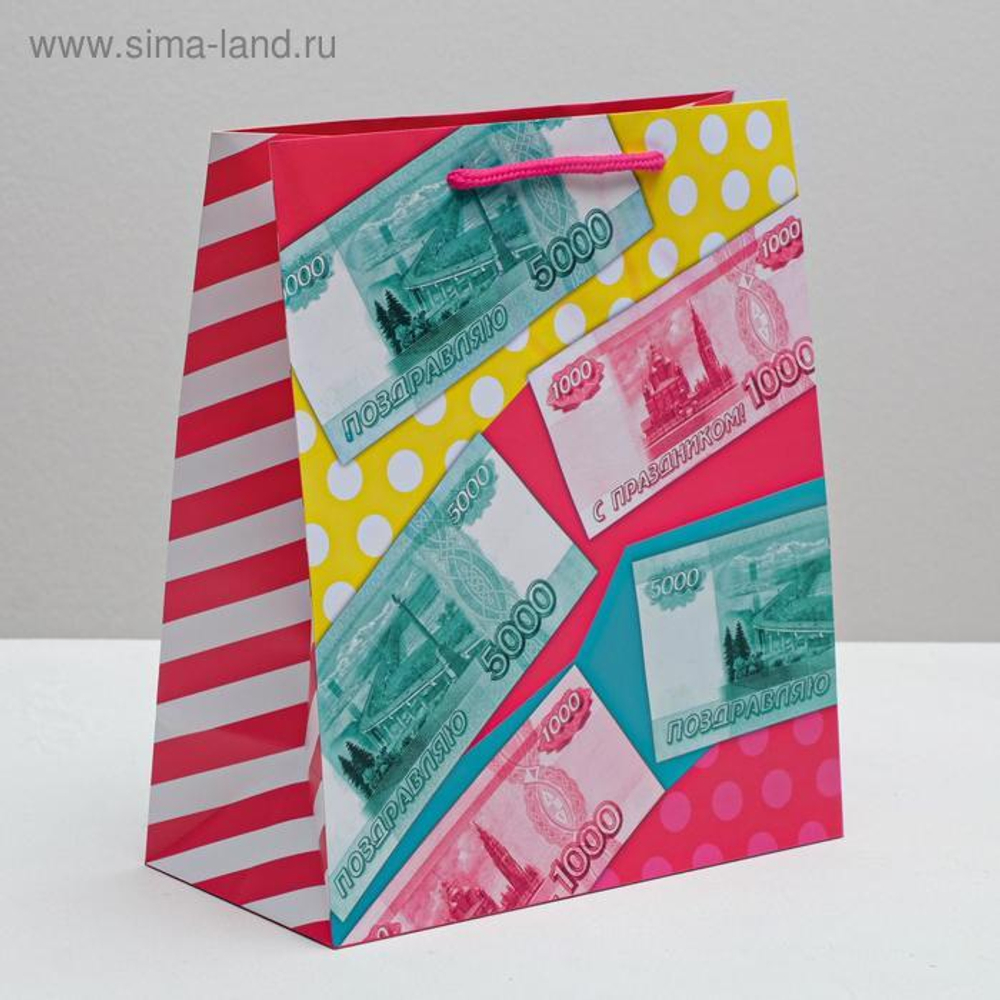 Пакет ламинированный вертикальный «Много денег!», ML 23 × 27 × 11,5 см.