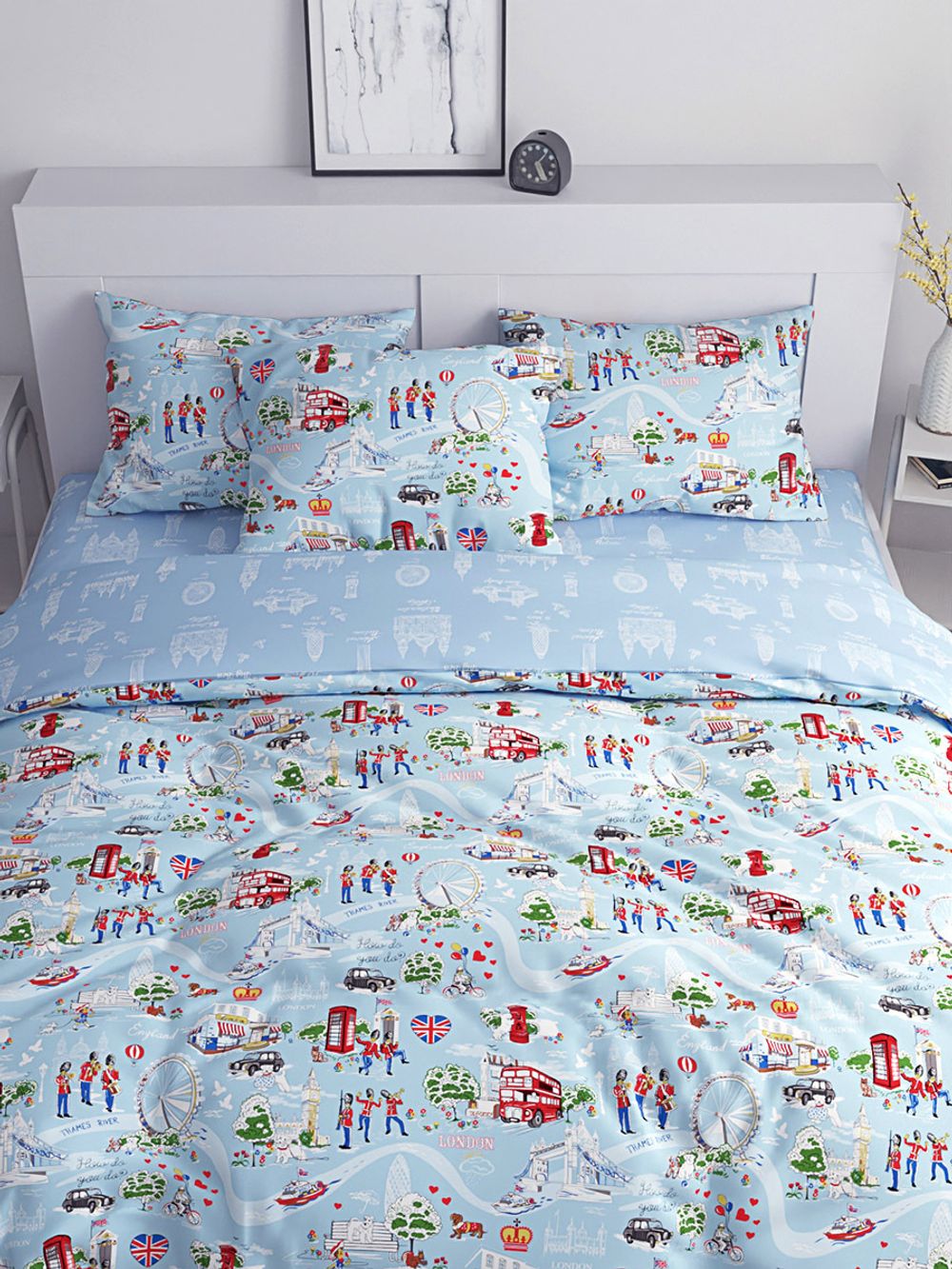 Пододеяльник  перкаль Сказка "Лондон/Биг Бен" 1,5-спальный на молнии 145x215 см