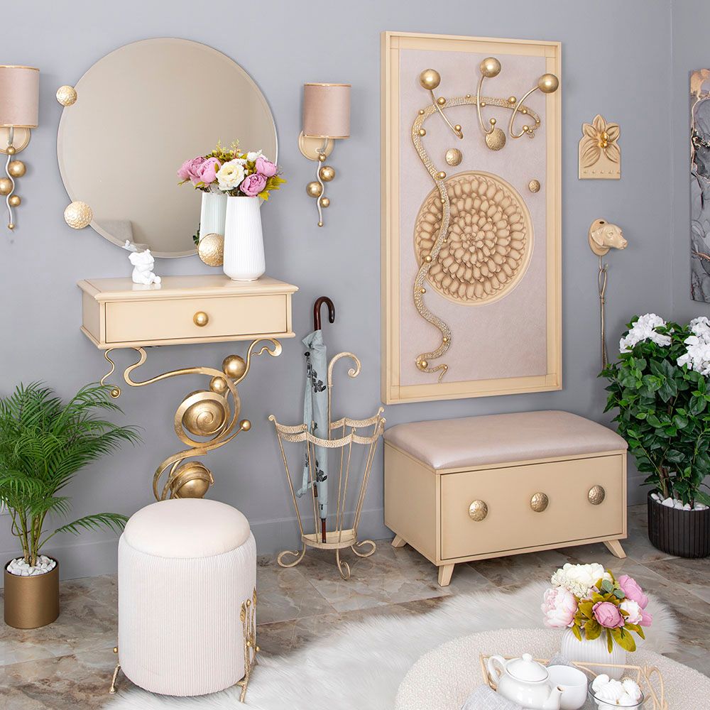 Банкетка Heri 1 Айвори Мраморное золото