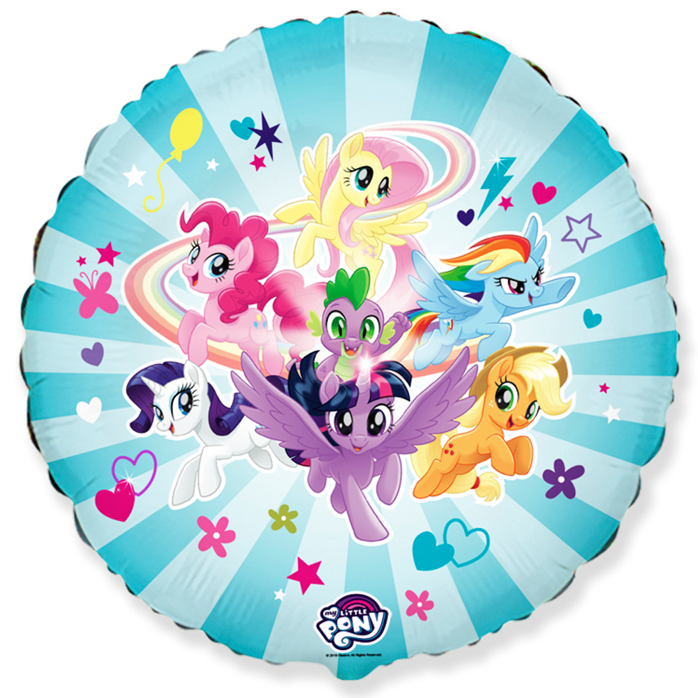 Шар (18''/46 см) Круг, My Little Pony, Дружные Лошадки, Голубой