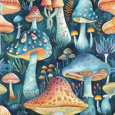 Яркие сказочные грибы