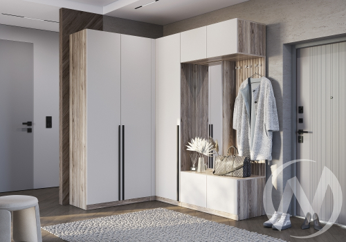 Прихожая "Урбан" (дуб смоки; фотопечать Рейка/кашемир) Комплектация 1