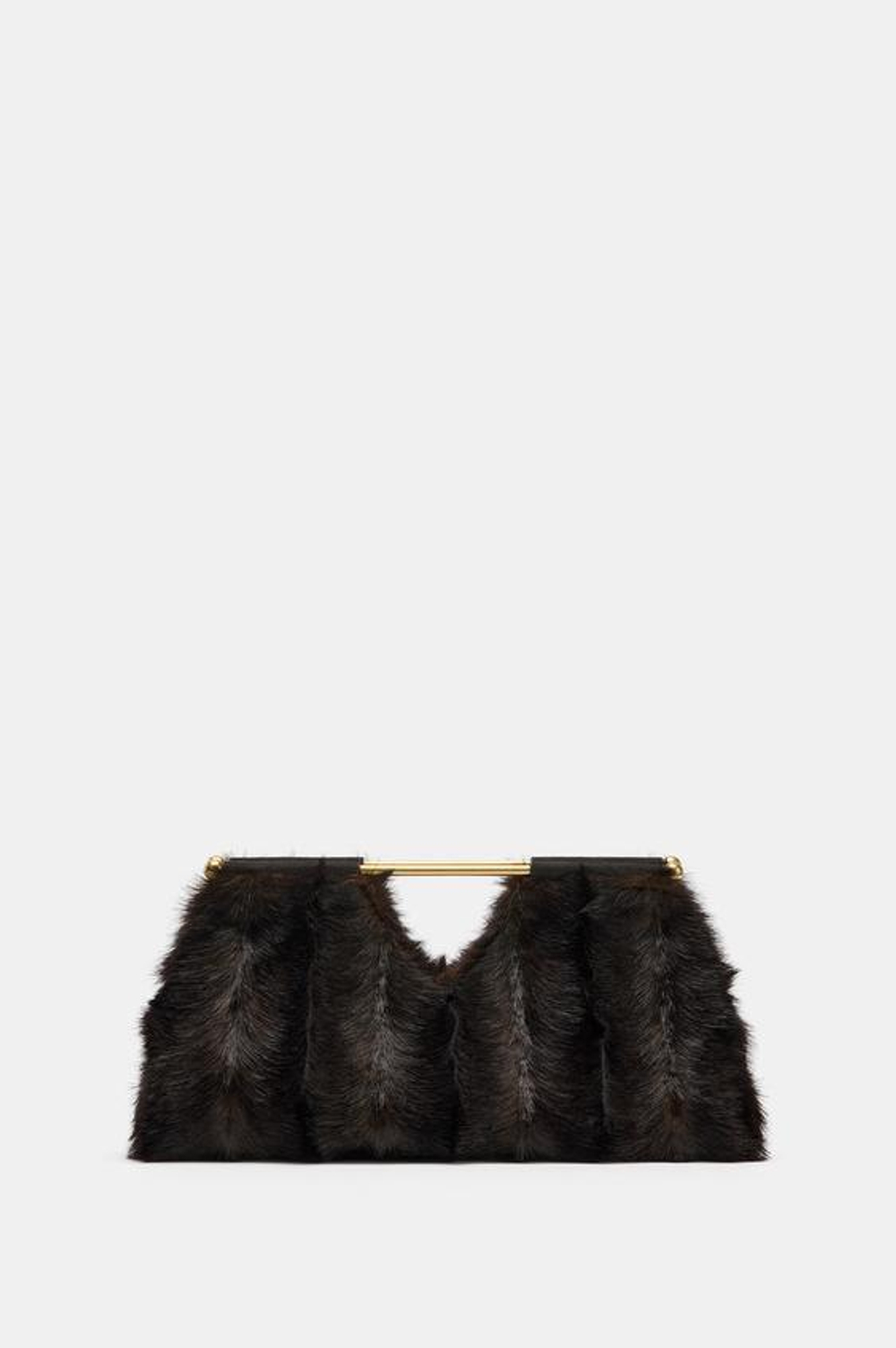 ZARA СУМКА-КОНВЕРТ ИЗ ИСКУССТВЕННОГО МЕХА, КОРИЧНЕВЫЙ