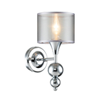 Настенный светильник 1x40Вт E14, металл/ткань-органза, хром/серый