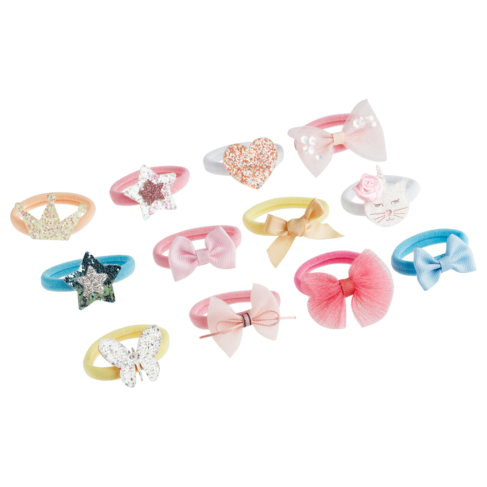 Резинки для волос MESHU, medium, c текстильными топперами, ассорти, 4шт., диаметр 3см, европодвес MS_60576