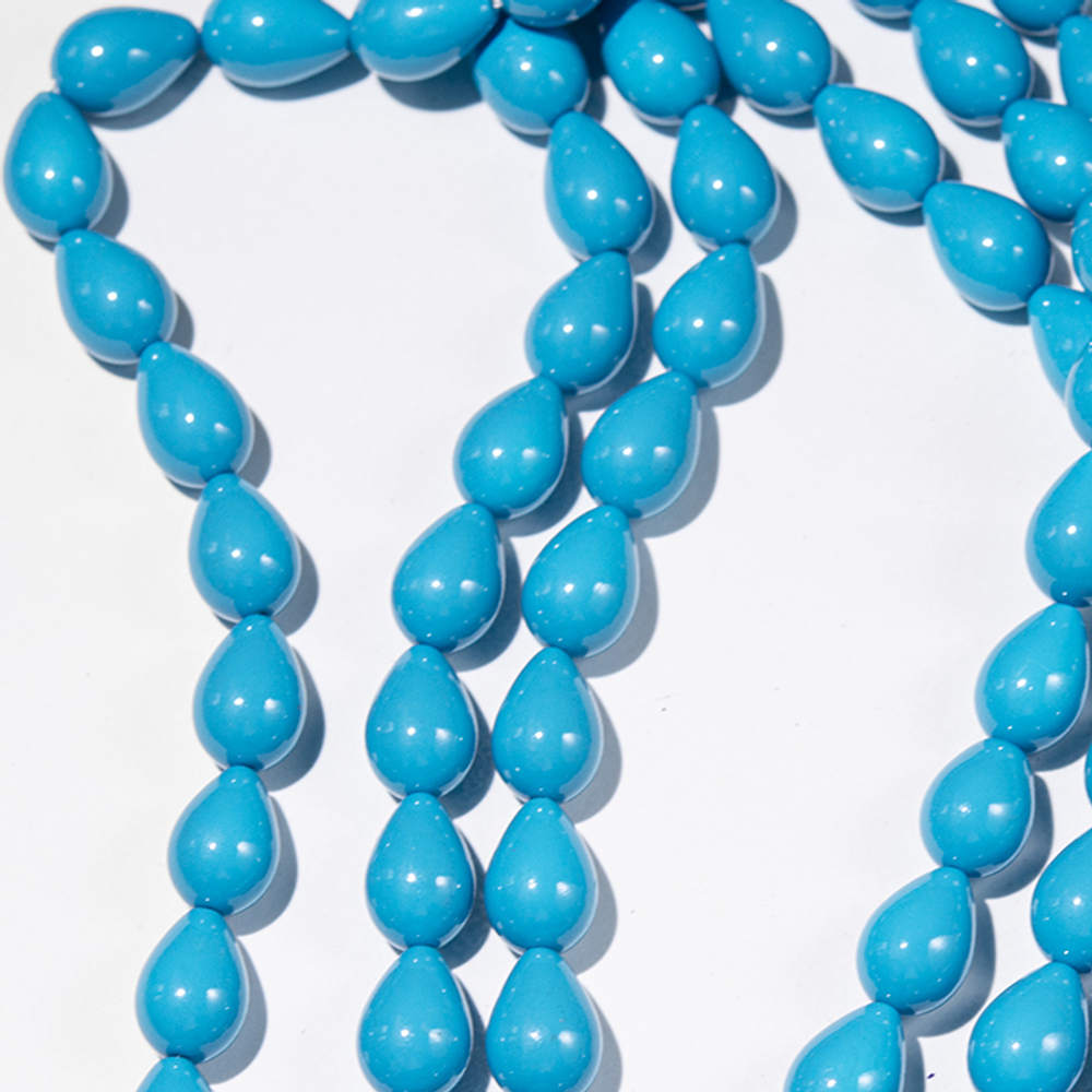 Хрустальный жемчуг, оттенок "Лаковый бирюзовый", капля 9*13мм