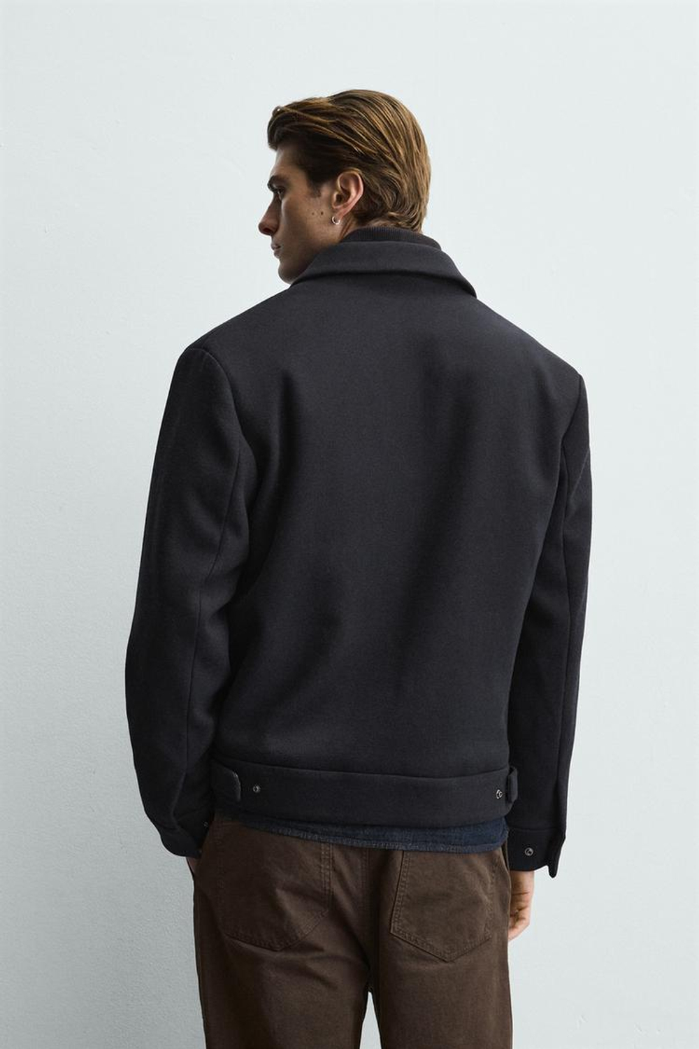 ZARA КУРТКА СО СЪЕМНЫМ ТРИКОТАЖНЫМ ВОРОТНИКОМ, МОРСКОЙ СИНИЙ