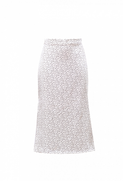 Юбка шёлковая годе белая с черным горошком 02-05-22 SS