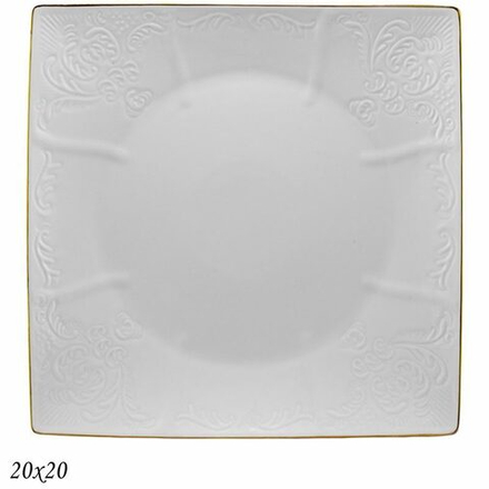 Lenardi 226-125 Квадратная тарелка 20х2,5 см MARIA GOLD в под.уп.(х24)Фарфор