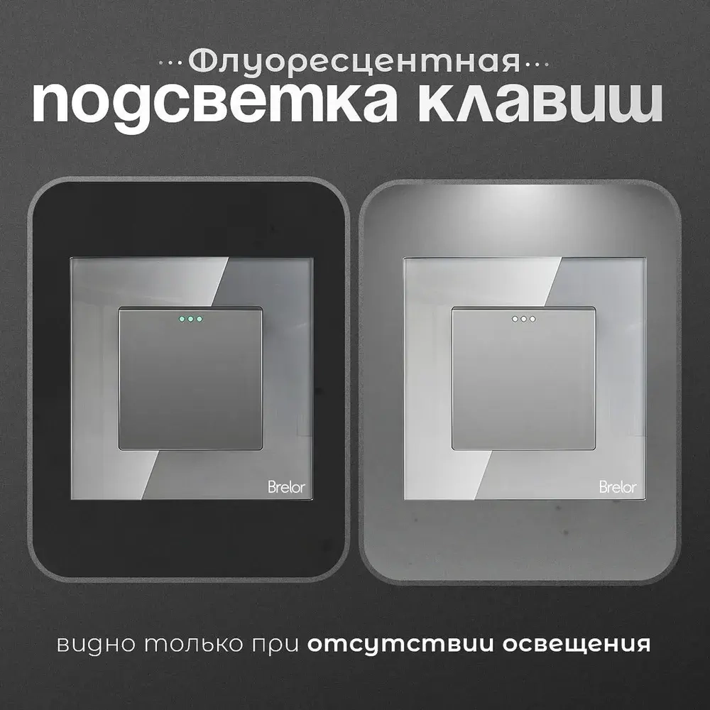 Выключатель одноклавишный Brelor серый с рамкой из закаленного стекла 4 мм инструкция на русском языке